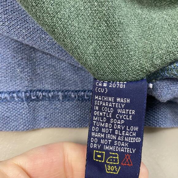 Vtg Tommy Hilfiger Polo Shirt Mens Medium Colorblock Striped Crest Logo Y2K 90s - Picture 6 of 8